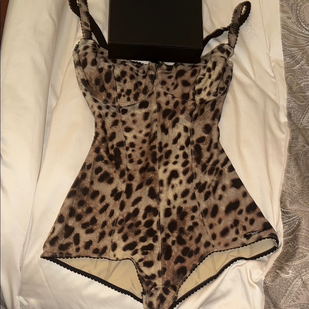 Dolce & Gabbana Animal Print Corset Bodysuit